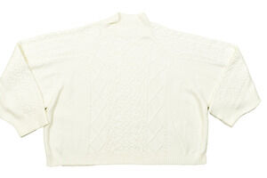 ASOS DESIGN Curve Women's Size 24 Cream Cable Knit Mock Neck Crop Sweater Plus S